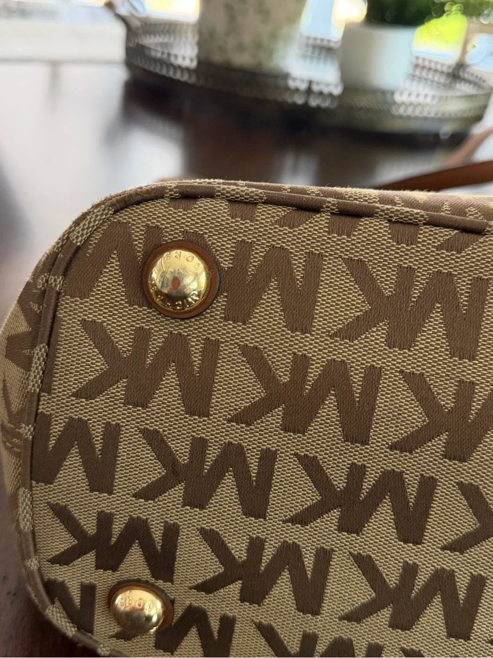 Michael Kors Beige and Brown MK Logo Tote